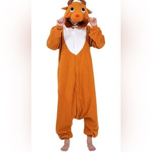 Cozy Brown Reindeer Onesie for Women